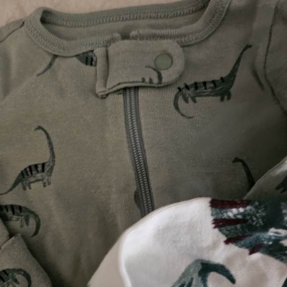 Carter's Dino-Themed Baby Bodysuits in Teal and White - Picture 4 of 10